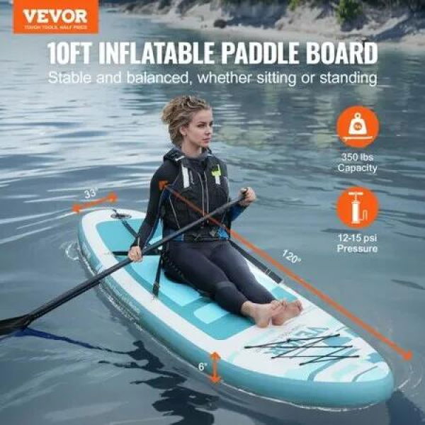 Inflatable Stand Up Paddle Board 3048x838x152 mm SUP Paddleboard w Removable Kayak Seat Board Accessories Pump Paddle Fin Backpack Ankle Leash & Repair Kit