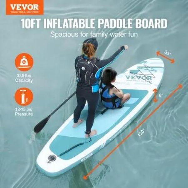 Inflatable Stand Up Paddle Board 3048x838x152 mm Wide SUP Paddleboard with Board Accessories Pump Paddle Fin Phone Bag Backpack Ankle Leash Repair Kit