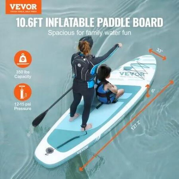 Inflatable Stand Up Paddle Board 3230 x 838 x 152 mm SUP Paddleboard with Board Accessories Pump Paddle Fin Phone Bag Backpack Ankle Leash Repair Kit