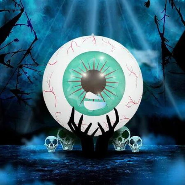 Inflatable Witch Ghost Eyeballs Party Decoration, Halloween Eyeballs Hollow Eyeball Outdoor and Indoor Decor (Blue)