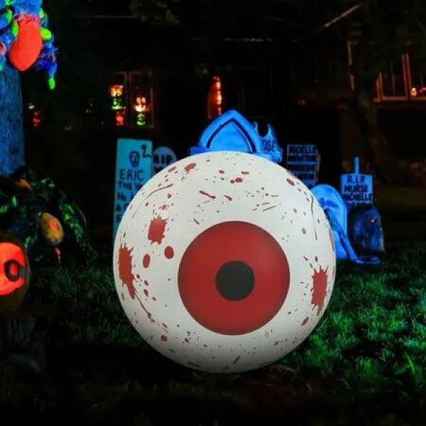 Inflatable Witch Ghost Eyeballs Party Decoration, Halloween Eyeballs Hollow Eyeball Outdoor and Indoor Decor (Red)