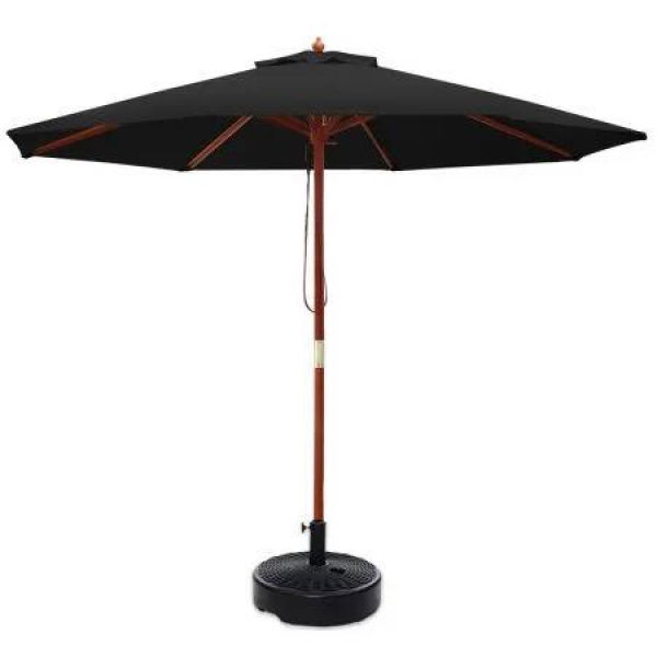 Instahut 2.7m Outdoor Umbrella w/Base Pole Umbrellas Garden Sun Stand Deck Black