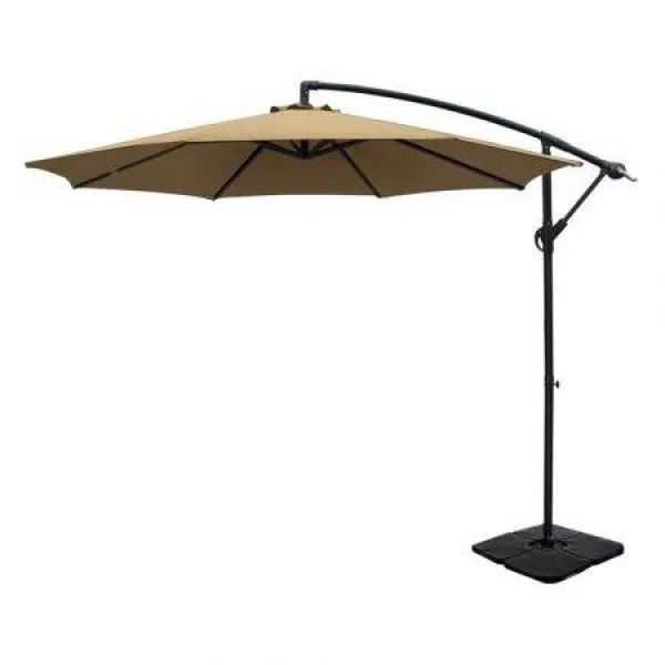 Instahut 3m Umbrella w/Base Outdoor Cantilever Beach Garden Patio Parasol Beige