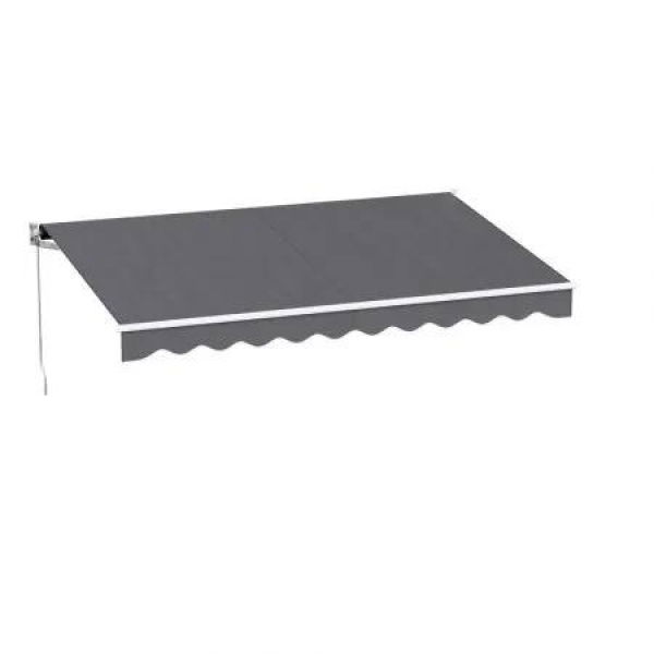 Instahut Retractable Folding Arm Awning Manual Sunshade 3.5M X 2.5M Grey