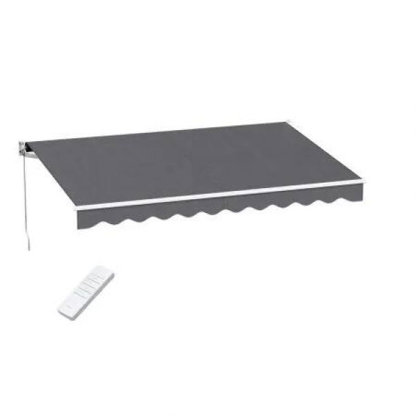 Instahut Retractable Folding Arm Awning Motorised Sunshade 3.5M X 2.5M Grey