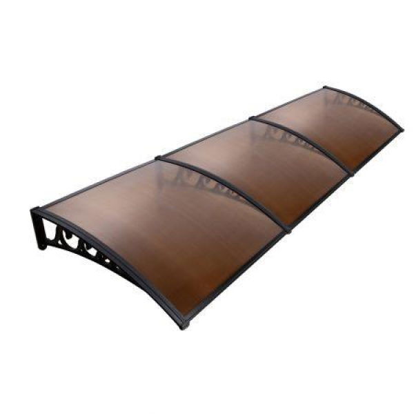 Instahut Window Door Awning 1mx3m Brown Hollow Sheet Plastic Frame