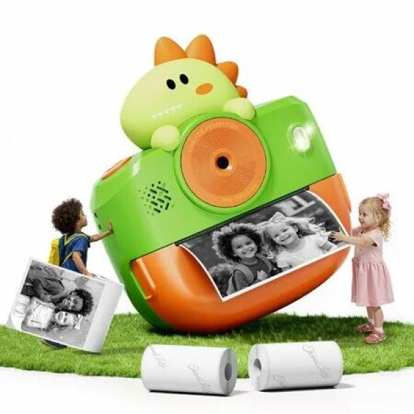 Instant Print Camera for Kids with 16X Zoom, Bluetooth, 1080P HD Video Digital Camera Gift for Girls Boys Ages 3-12-Blue