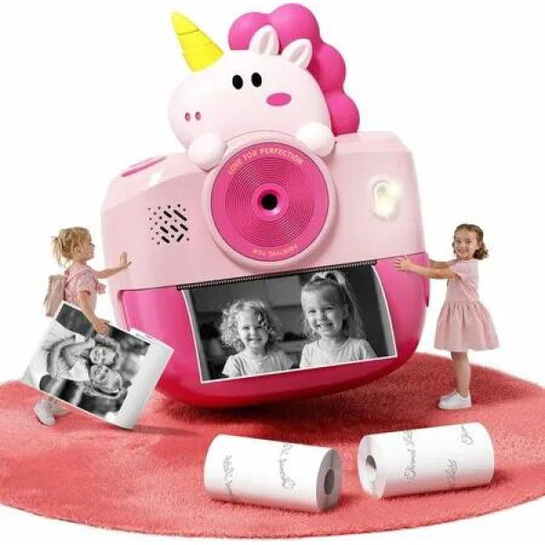 Instant Print Camera for Kids with 16X Zoom, Bluetooth, 1080P HD Video Digital Camera Gift for Girls Boys Ages 3-12-Blue