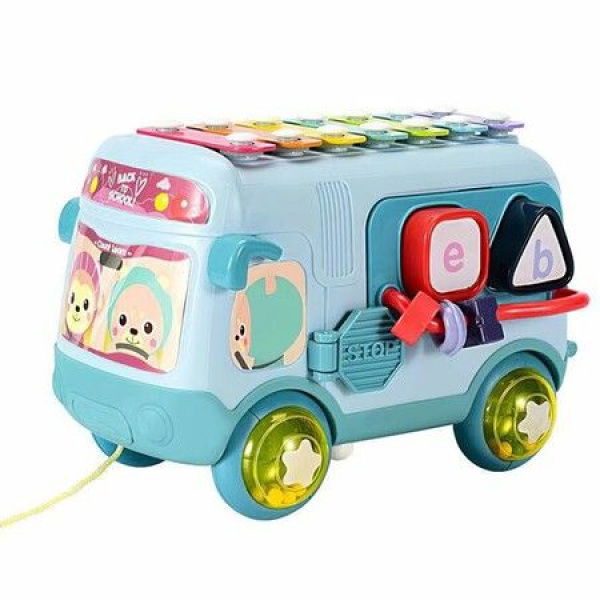 Intellectual School Bus Toy Percussion Instrument Baby Fun Bead Maze Toy For Baby Toddler