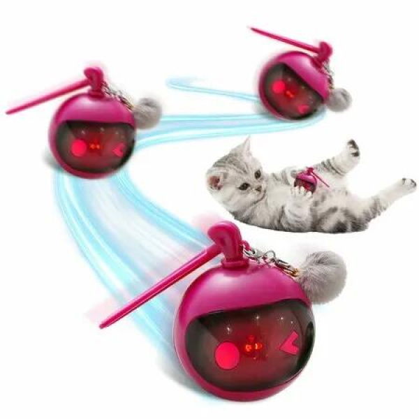 Interactive Cat Toys for Indoor Cats, Automatic Motion Activated Kitten Ball Toy, Moving Stimulation Cat Toys Fast Rolling Moving Ball (Rose Red)