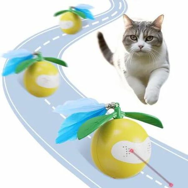 Interactive Cat Toys for Indoor Cats, Automatic Motion Activated Kitten Ball Toy, Moving Stimulation Cat Toys Fast Rolling Moving Ball (Yellow)