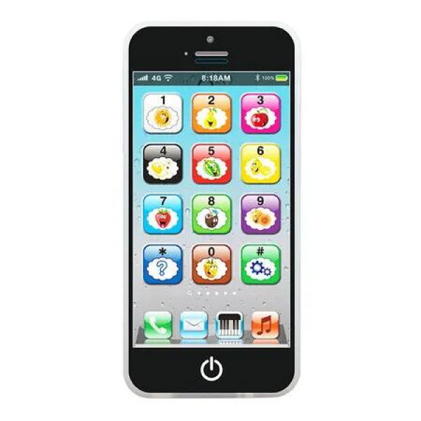 Interactive Childs Phone Toy Touch Screen 8 Functions LED Lights Play Learn Educational Kids First Cellphone Mobile Black