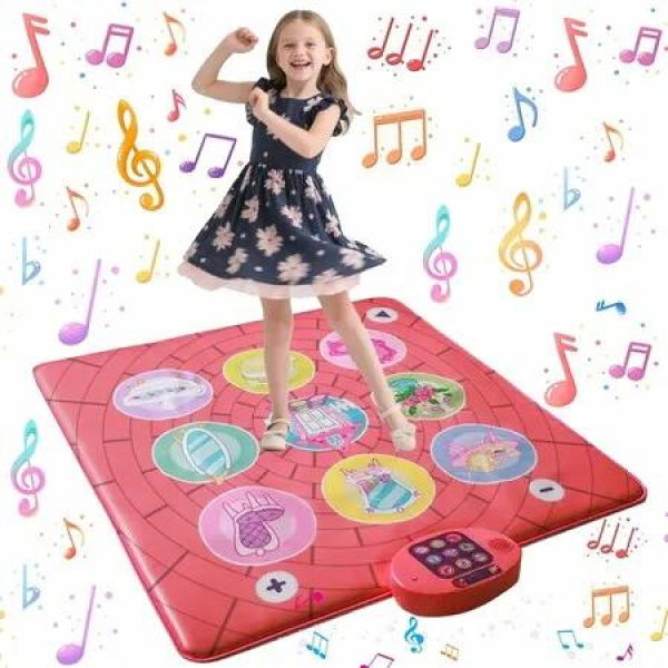 Interactive Dance Mat for Girls, Speaker with Built-in Adjustable Volume Music, Perfect Birthday Gift Outdoor Play Activity Toy