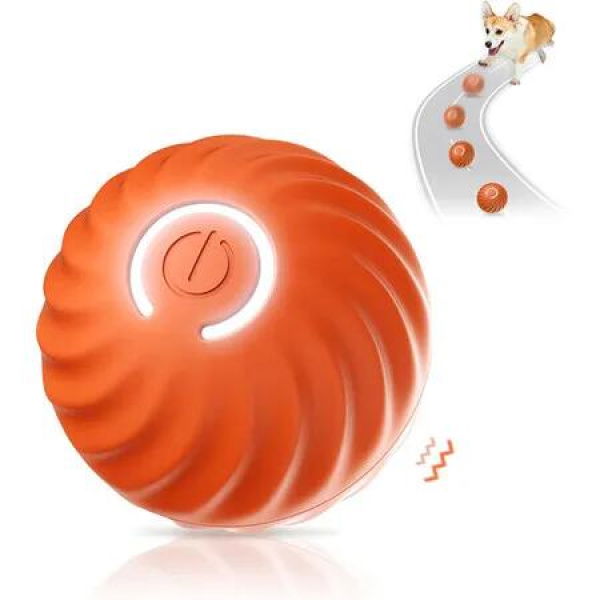 Interactive Dog Ball Toy, Self Rolling Ball, Interactive Dog Cat Ball Toy for Boredom Indoors Outdoors, Dog Toy Ball (Orange)