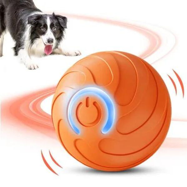 Interactive Dog Ball Vibrating Bouncing Moving Automatic Shaky Toy Pet Entertainment Active Play Time Stimulation Orange