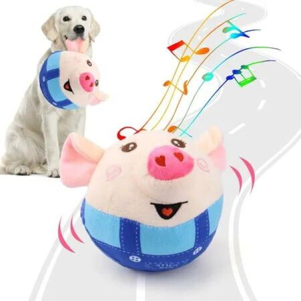 Interactive Jumping and Squeaky Dog Toy with Music Modes and Rechargeable Movement (Blue)