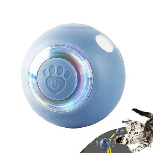 Interactive Smart Indoor Cat Toy Ball, Self-Rotating Kitten Balls Toy Gift, USB Rechargeable Planetary Cat Toys Balls with Lights Ball,1 Pack,Blue