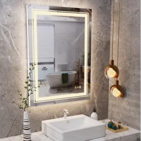 Interior Ave - LED Rectangle Frameless Salon / Bathroom Wall Mirror - 90 x 70cm