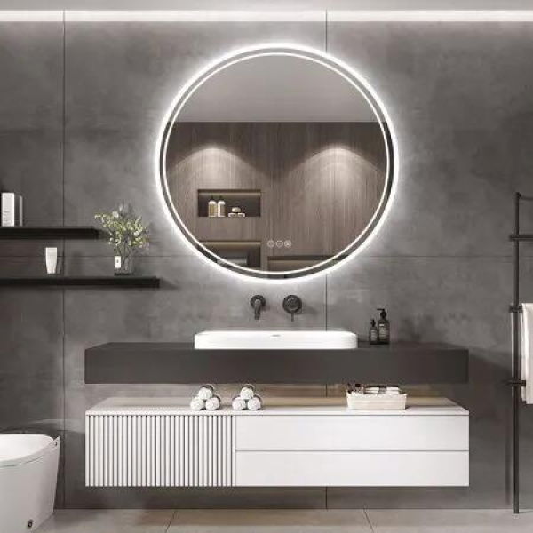 Interior Ave - LED Round Frameless Salon / Bathroom Wall Mirror - 60cm