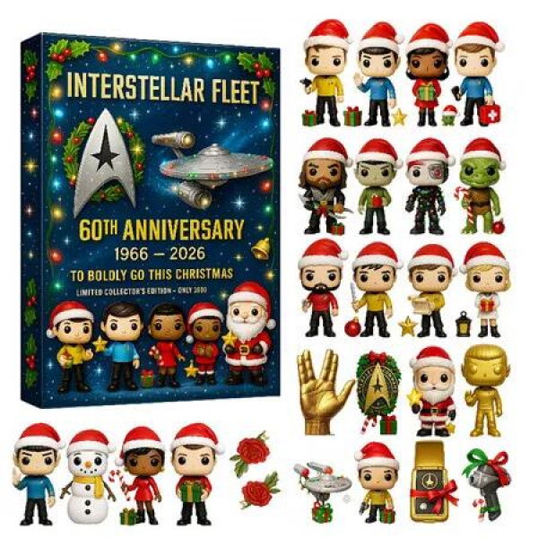 INTERSTELLAR FLEET 60th 2D Christmas Advent Calendar 24 Pairs Blind Box Xmas Tree Ornaments Funny Figure Daily Surprises New Year Holiday Party Decor