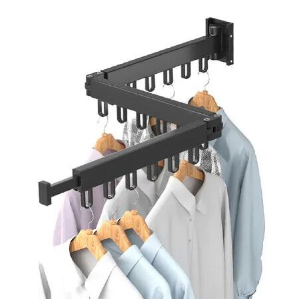 Invisible Wall Mount Folding Clothes Hanger Drying Rack for Indoor Balcony and Household Organization