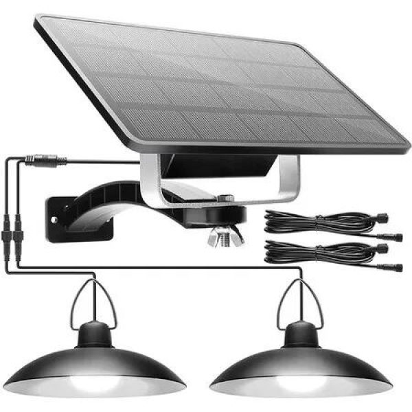 IP65 Waterproof Double Head Solar Pendant Lights for Indoor and Outdoor Use: Perfect for Gazebos and Storage Areas