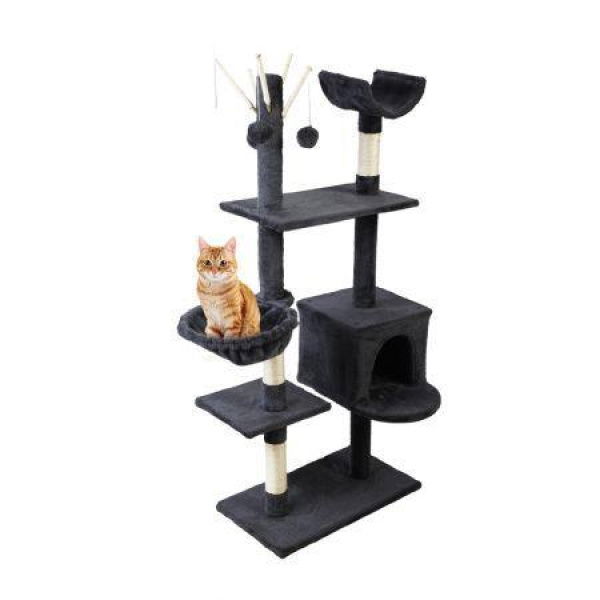 i.Pet Cat Tree 140cm Tower Scratching Post Scratcher Trees Toys Condo Bed Grey