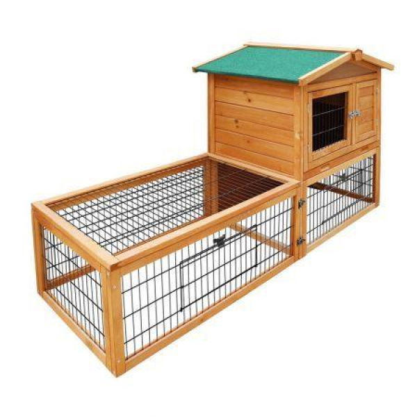 i.Pet Chicken Coop 155cm x 49cm x 90cm Rabbit Hutch Large Run Wooden Cage House Outdoor