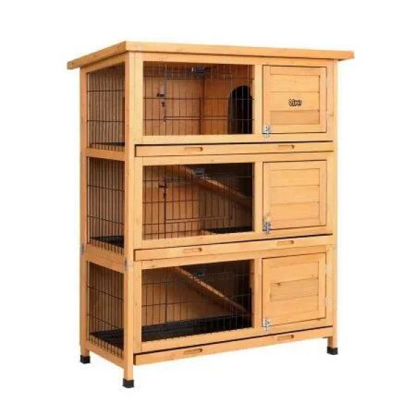 i.Pet Rabbit Hutch Chicken Coop 91.5cm x 46cm x 116.5cm Chicken Coop Large House Cage Run Wooden Outdoor
