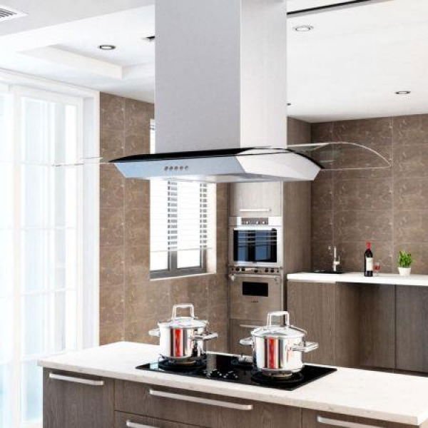 Island Range Hood 90cm Stainless Steel 756 Cubic Meter/H LED