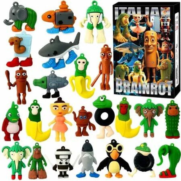 Italian Brainrot Advent Calendar,Christmas Advent Calendar 2025,Italian Brainrot Toys,24 Day Brain Rot Figurine,Christmas Countdown Calendar