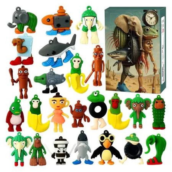 Italian Brainrot Halloween Advent Calendar 2025, 24 Day Italian Brainrot Toys Action Figures Countdown Calendar, Halloween Christmas Gift