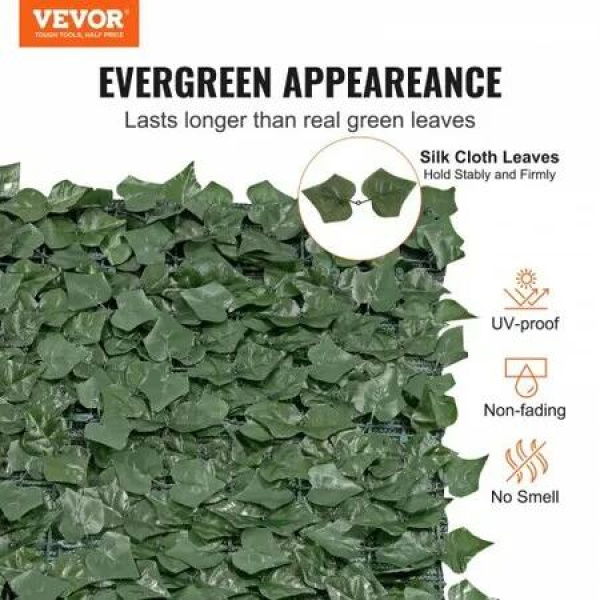 Ivy Privacy Fence, 39 x 198in Artificial Green Wall Screen, Greenery Ivy Fence with Mesh Cloth Backing and Strengthened Joint, Faux Hedges Vine Leaf Decoration for Outdoor Garden, Yard, Balcony