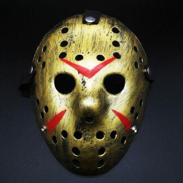 Jason Mask Friday The 13th Halloween Cosplay Mask Masquerade Horror Mask Christmas With Adjustable Straps Dark Gold