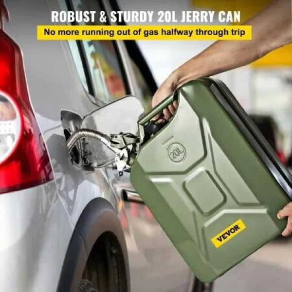 Jerry Fuel Can, 20 L Portable Jerry Gas Can with Flexible Spout System, Rustproof é”›?Heat-resistant Steel Fuel Tank for Cars Trucks Equipment, 2PCS Green