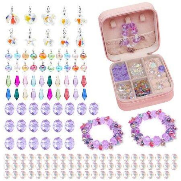 Jewelry Making Kit For Girls - Jewelry Making Supplies Beads Charms Bracelets For DIY Craft Gifts Crystal Gifts For Girls - Girls Gifts Age 8-10 Color: Purple.