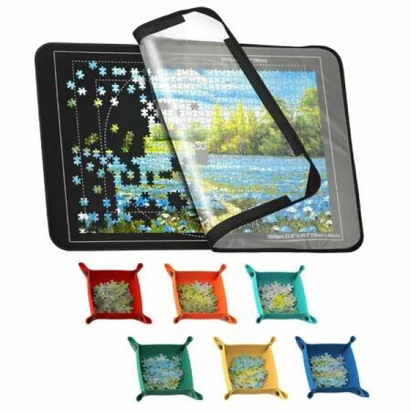 Jigsaw Board 1000 Pcs Puzzle Board, Jigsaw Puzzle Board 56*81cm,Jigsaw Accessories Puzzle Storage for Easy Move and Store Color Black