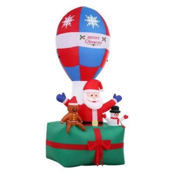 Jingle Jollys Christmas Inflatable Santa in Ballon 2.8M Height LED Decorations Illuminated