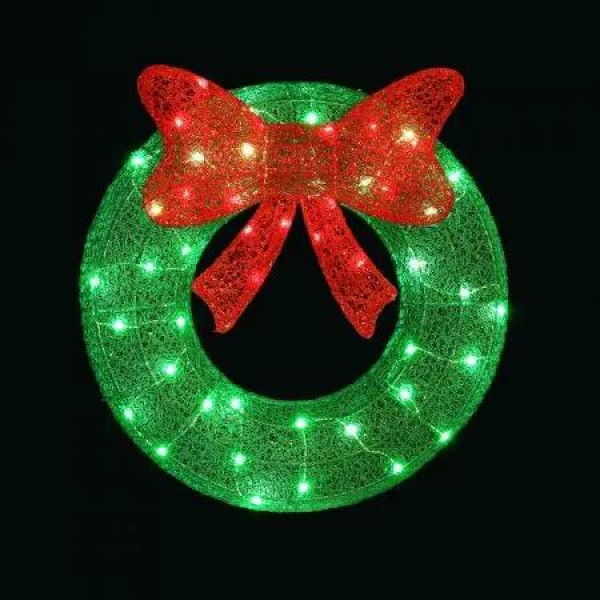 Jingle Jollys Christmas Lights 60cm Motif 50 LED Solar Wreath Xmas Decorations