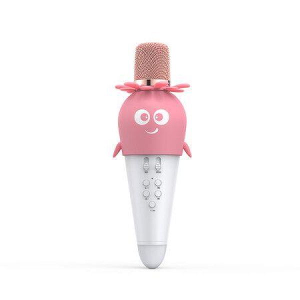 K5 Wireless Karaoke Microphone Home Microphone Cartoon Carrot Children Handheld Microphone Audio Microfone Condensador Pink