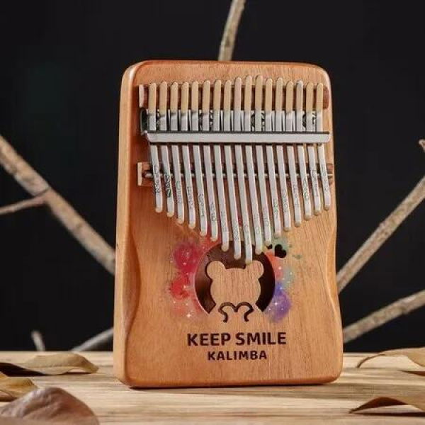 Kalimba Thumb Piano 17 Key - Portable Finger Piano with Tuning Hammer & Study Guide, Premium Wood, Unique Musical Gift for Kids (Rainbow Bear)