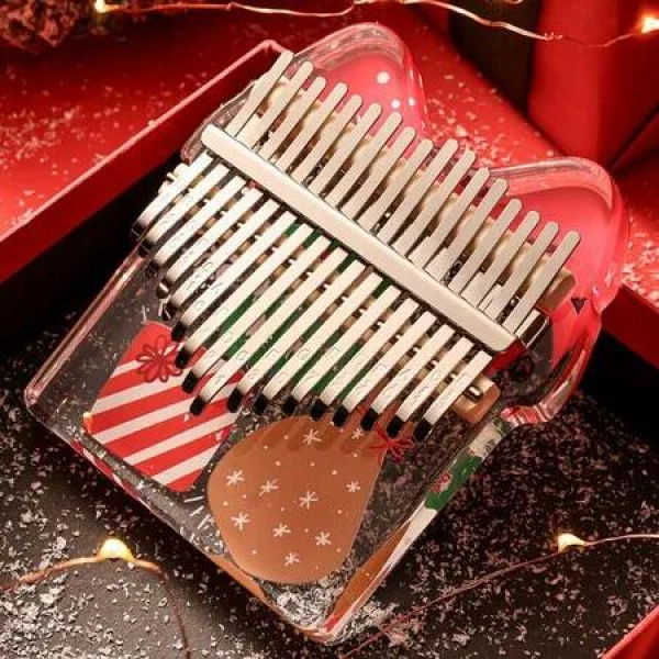 Kalimba Thumb Piano 17 Key with EVA Protective Case Full Kit, Christmas gift Shape Transparent Crystal Kalimba 17 Key
