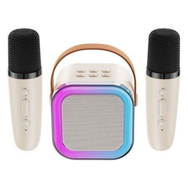 Karaoke 2 Speakers Portable Bluetooth Wireless Lightweight with RGB LED Light Girls Boys Birthday Gift