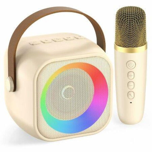 Karaoke Machine for Kids,Karaoke Gifts for Girls Ages 3+ Year Old Birthday Party,Christmas Toys Gift for Girls (Beige,1 mic)