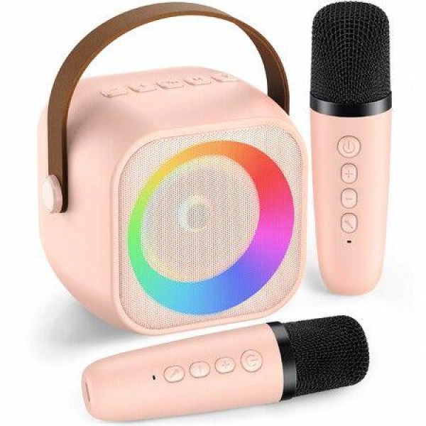 Karaoke Machine for Kids,Karaoke Gifts for Girls Ages 3+ Year Old Birthday Party,Christmas Toys Gift for Girls (Pink,2 mic)