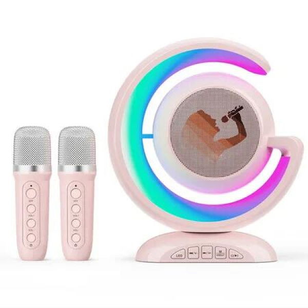 Karaoke Machine for Kids,Portable Bluetooth Karaoke Speaker,with 2 Microphones and LED Light,Ideal Gifts for Girls Boys Home Party