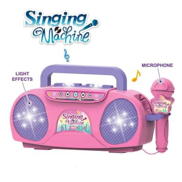 Karaoke Machine Kids Sing Along Speaker Microphone Pink Boom Box Toddler Toy Singing Boys Girls Birthday Gift Music Party Entertainment
