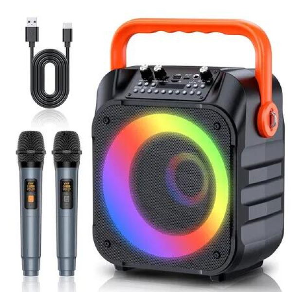 Karaoke Machine with 2 Microphones,Portable Karaoke Machine for Men Women and Girls Boys, Karaoke Microphone with PA System,Karaoke Speaker