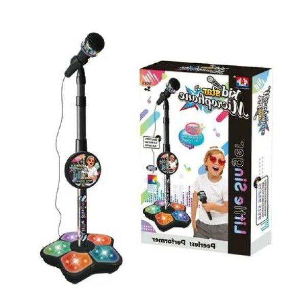 Karaoke Microphone Singing Toy with Stand,Flashing lights,Amplifying Music Bracket Perfect for parties,playdates,aspiring young singers