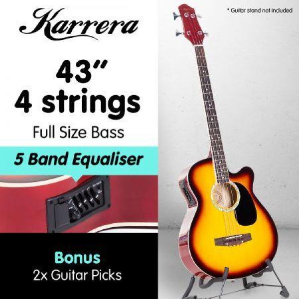 Karrera 43in Acoustic Bass Guitar - Sunburst